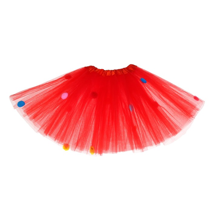 Карнавальная юбка "Помпушки" 3-х слойная 4-6 лет, цвет красный
