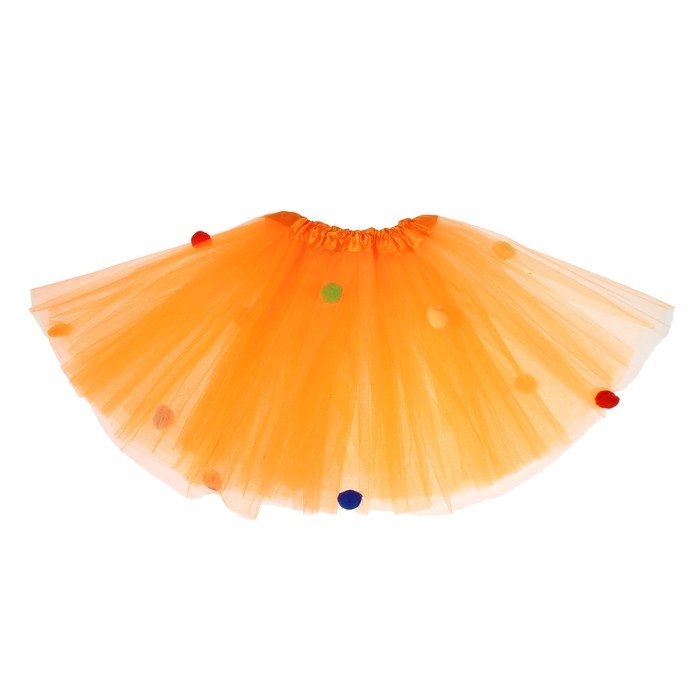 Карнавальная юбка "Помпушки" 3-х слойная 4-6 лет, цвет оранжевый