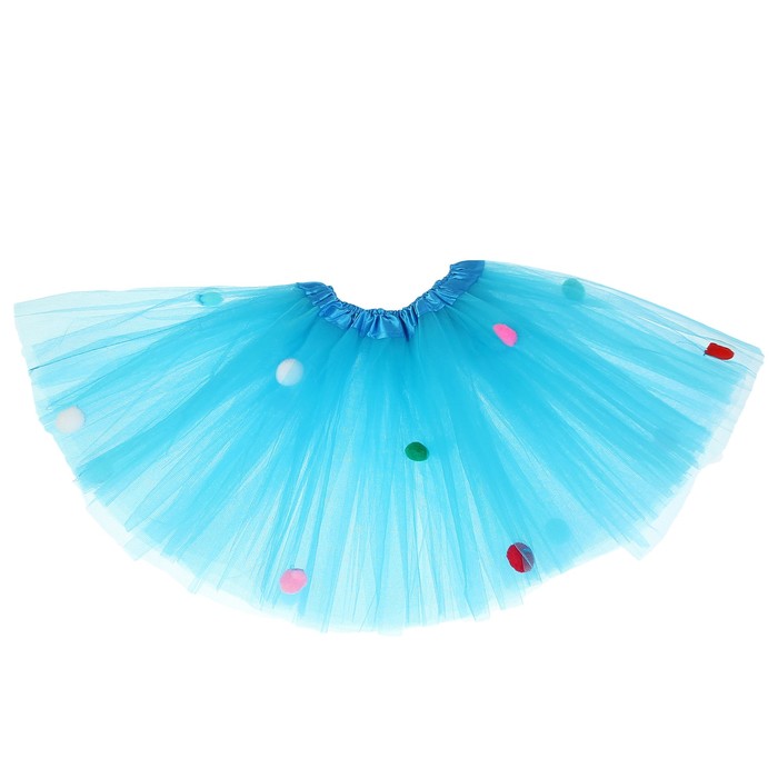 Карнавальная юбка "Помпушки" 3-х слойная 4-6 лет, цвет голубой