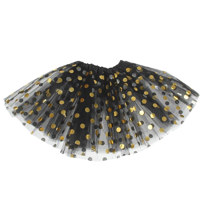 Карнавальная юбка "Горох" 3-х слойная 4-6 лет, цвет чёрный