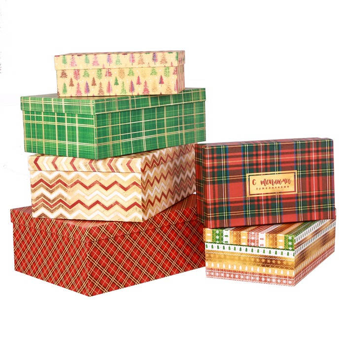 Набор подарочных коробок 6 в 1 «Клетка», 22,5 х 12,5 х 7,5 ‒ 34,5 х 25 х 12,5 см