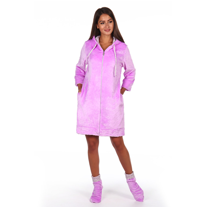 Комплект женский (халат. носки) Зефир цвет сирень, р-р 48
