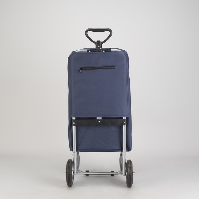 Сумка хозяйственная на тележке, крупная клетка, цвет синий