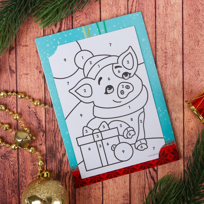 Фреска-открытка "Чудес в Новом году!", хрюшка