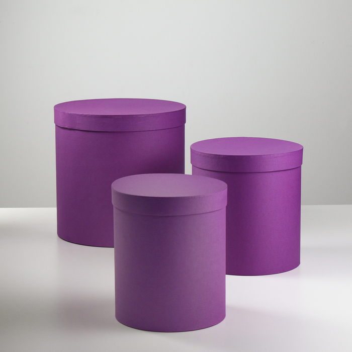 Набор круглых коробок 3в1 "Пурпурный холст", 30 х 30 х 30 - 20 х 20 х 15 см
