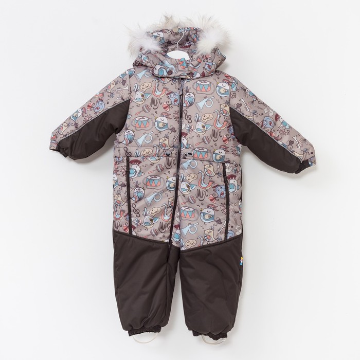 Комбинезон детский, рост 98 см, цвет коричневый(птицы)