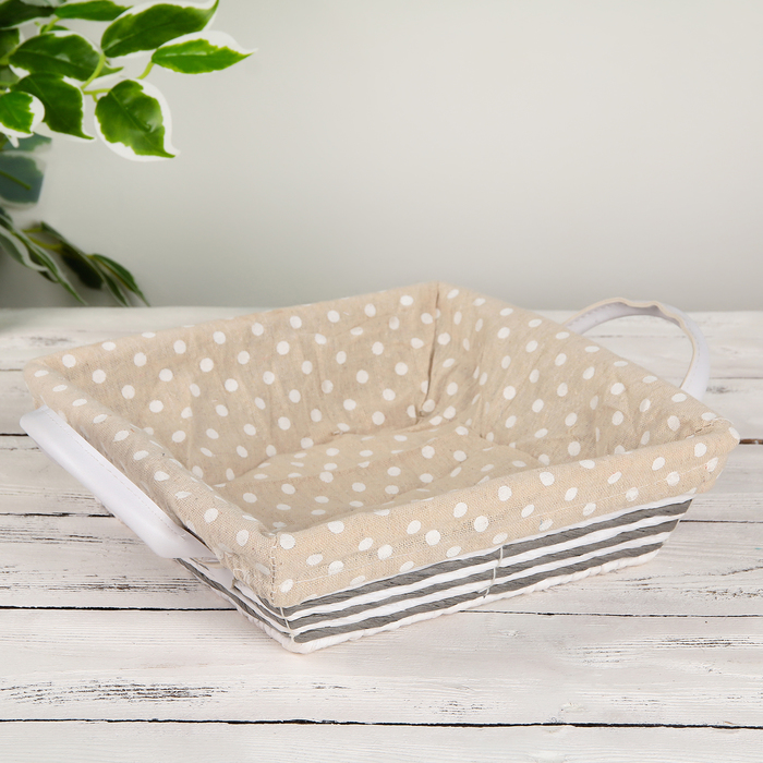 Корзина для хранения плетеная с ручками 31х25х10 см "Горох", цвет бежевы