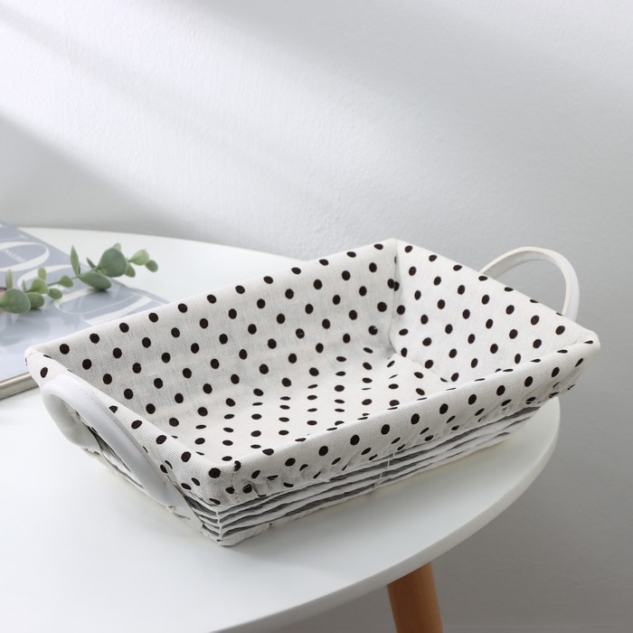 

Корзина для хранения плетёная ручной работы Доляна «Горох», 30×20×7 см, цвет шоколад-белый