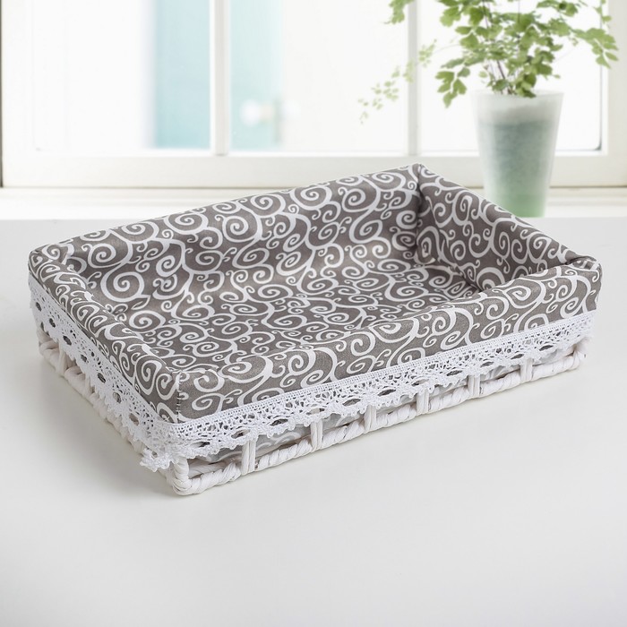 Корзина для хранения плетеная 30х21х7 см "Вьюнок", цвет серый