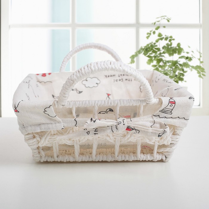 Корзина для хранения плетеная с ручками 34х25х13 см "Море", средняя