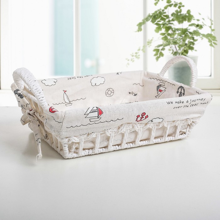 Корзина для хранения плетеная с ручками 41х26х14 см "Море", большая