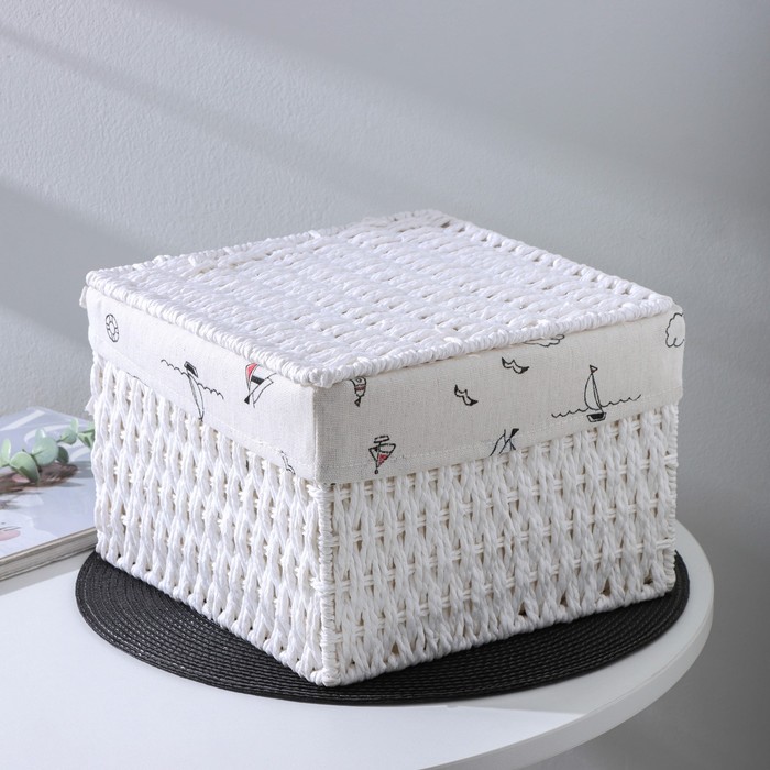 Корзина для хранения плетеная "Море" 25х25х18 см с крышкой