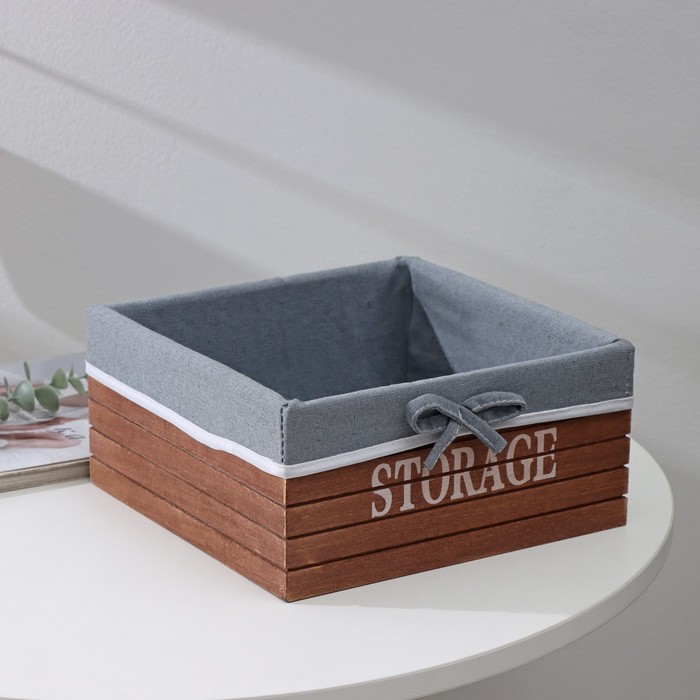 

Корзина для хранения Доляна Storage, 23×23×11 см, дерево, большая, цвет коричневый, серый
