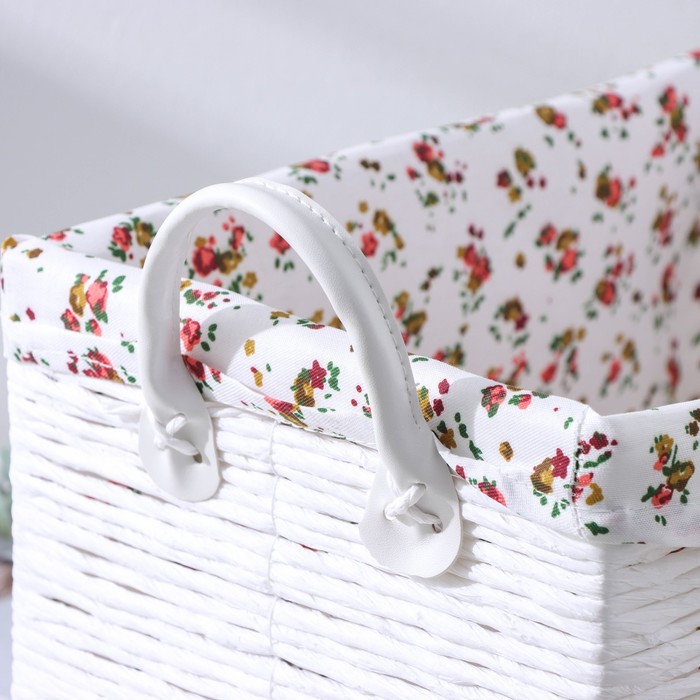 Корзина для хранения плетеная с ручками "Цветочки" 36х24х21 см, средняя