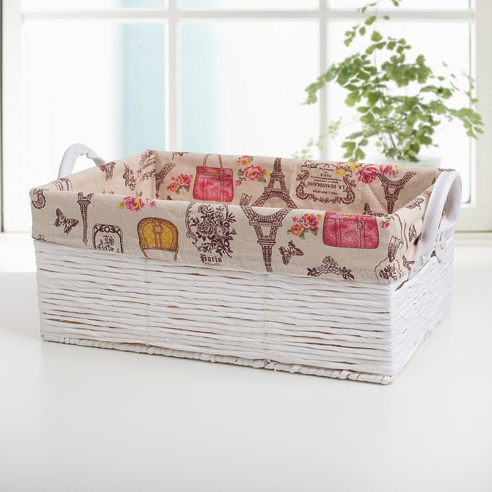 Корзина для хранения плетеная с ручками "Париж" 45х31х19 см, большая