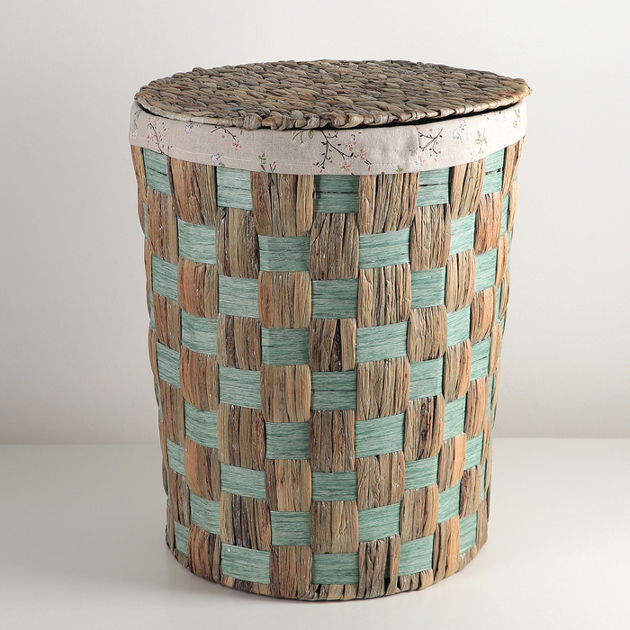 Корзина для белья плетеная круглая "Сакура" 44х44х52 см, средняя
