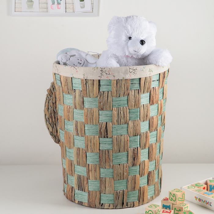 Корзина для белья плетеная круглая "Сакура" 44х44х52 см, средняя