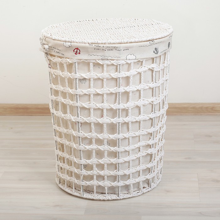Корзина для белья плетеная, круглая "Море"