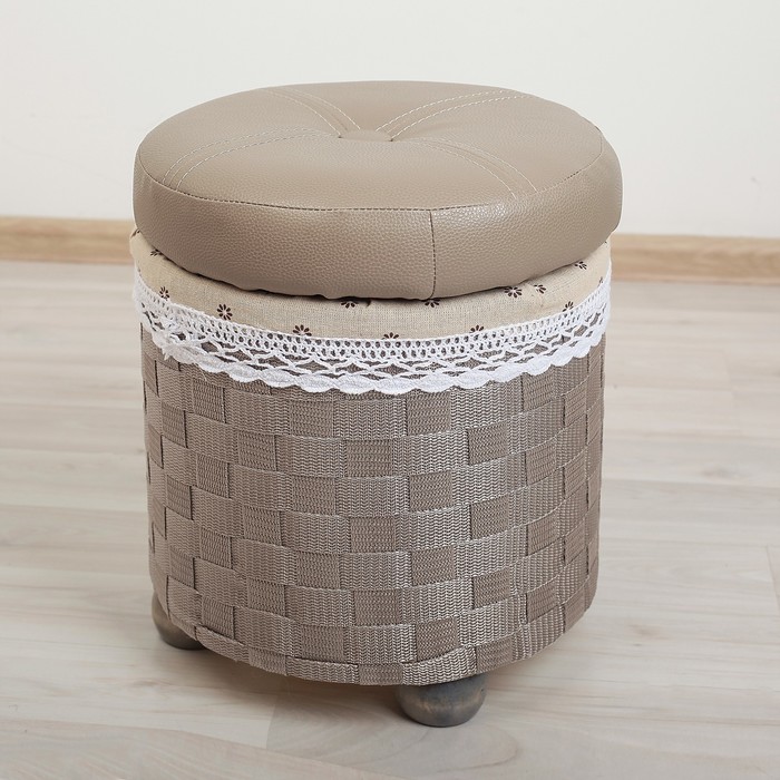 Пуф-короб "Глория" малый круглый 32х32х35 см, серый