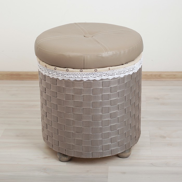 Пуф-короб "Глория" большой круглый 40х40х45 см, серый