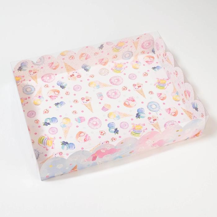 Коробка для кондитерских изделий с PVC крышкой «Вкусности», 30 х 40 х 8 см