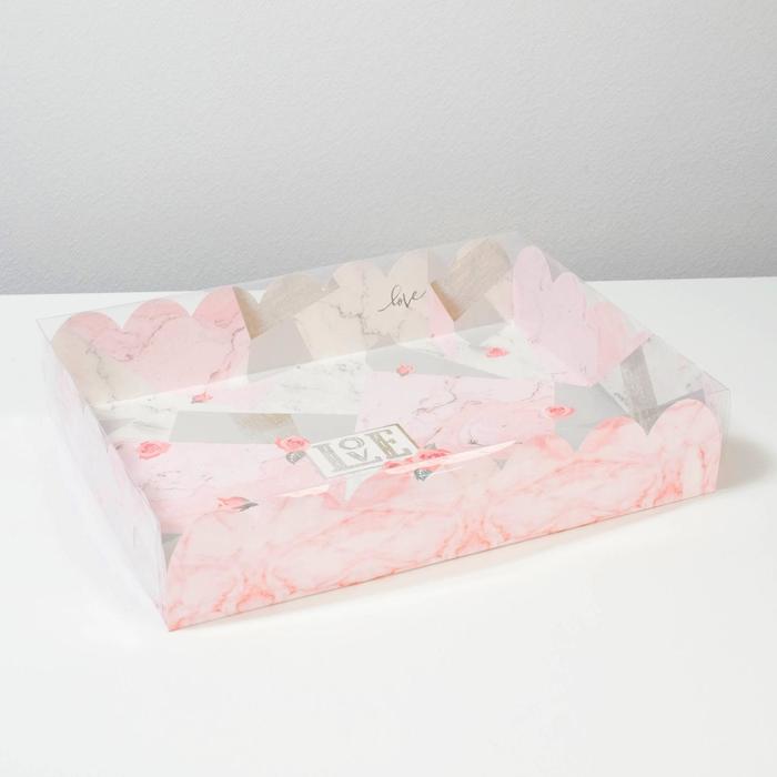 Коробка для кондитерских изделий с PVC крышкой Love, 30 х 40 х 8 см
