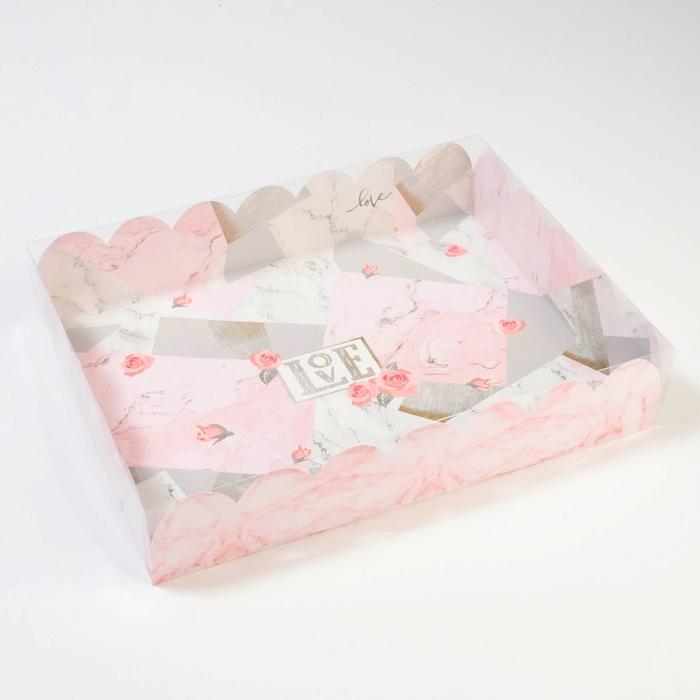 Коробка для кондитерских изделий с PVC крышкой Love, 30 х 40 х 8 см