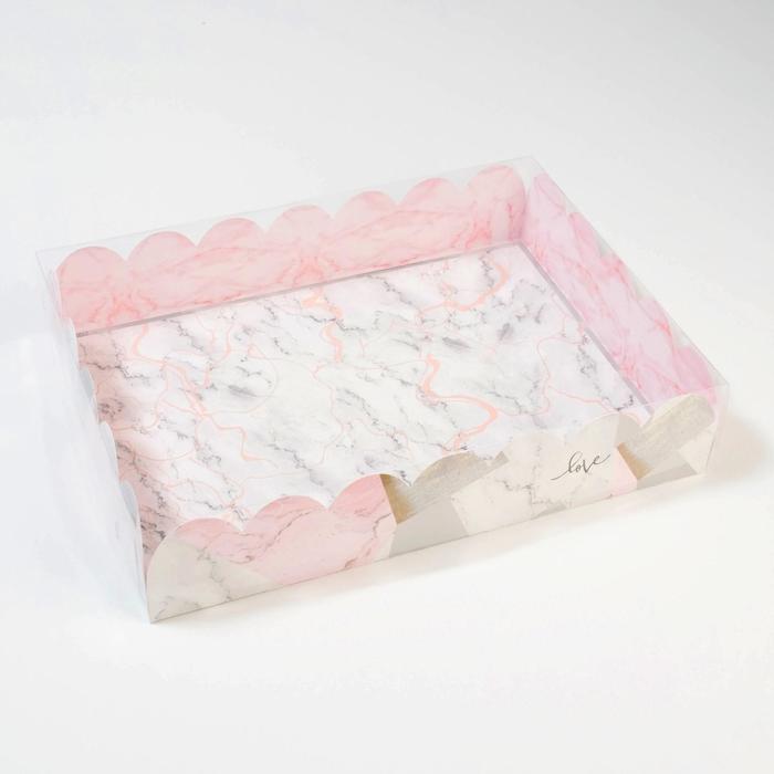 Коробка для кондитерских изделий с PVC крышкой Love, 30 х 40 х 8 см