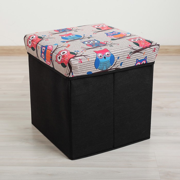 Пуф складной 31х31х32 см "Совы на веточке"