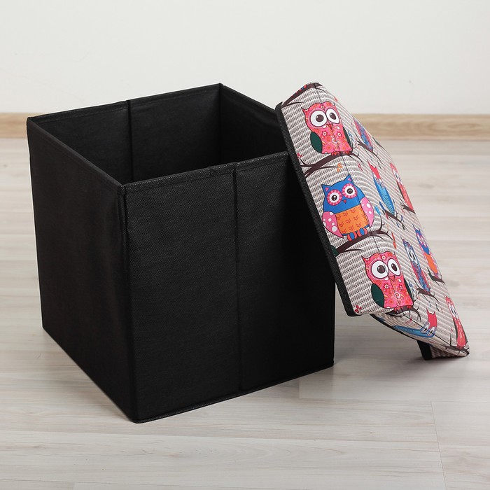 Пуф складной 31х31х32 см "Совы на веточке"