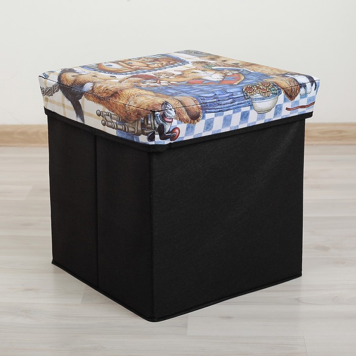 Пуф складной 31х31х32 см "медвежата и котята"