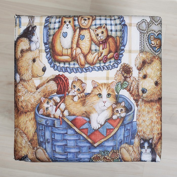 Пуф складной 31х31х32 см "медвежата и котята"