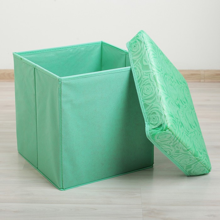 Пуф складной 31х31х32 см "Розы", салатовый