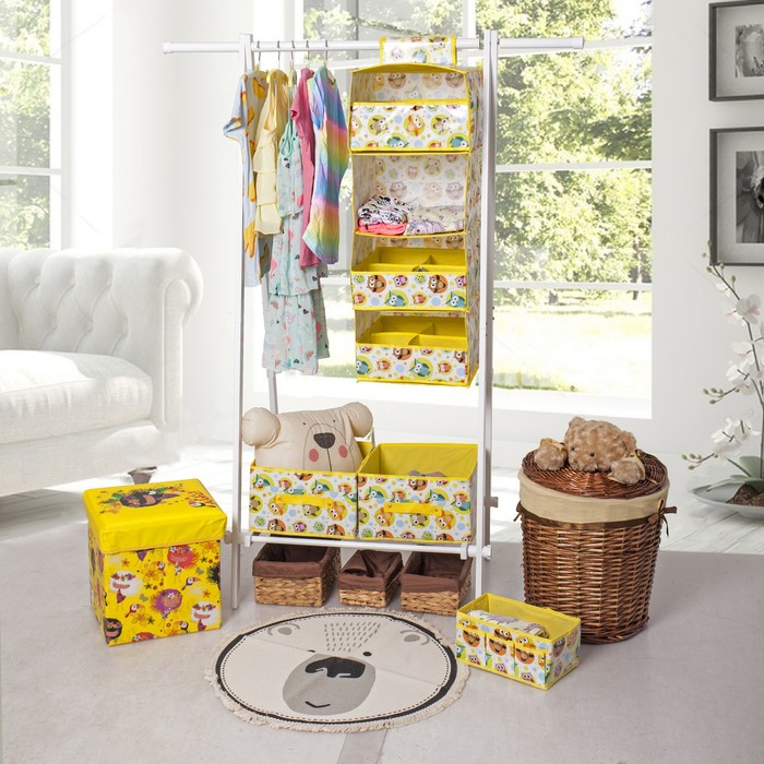 Корзина для белья плетеная круглая "Медвежонок" 36х36х40 см, большая 1