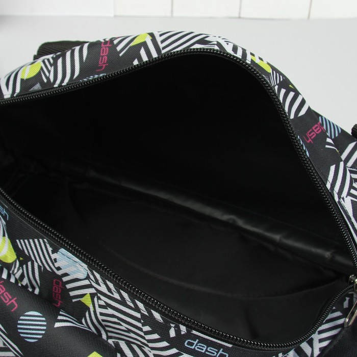 Сумка спортивная, для фитнеса, отдел на молнии, наружный карман, цвет чёрный/белые полоски