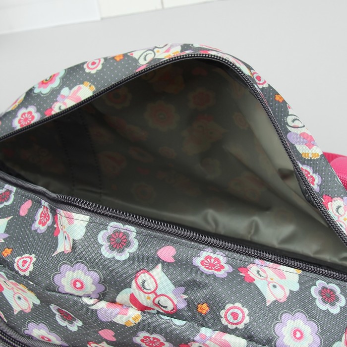 Сумка спортивная "Совы в очках", для фитнеса, отдел на молнии, наружный карман, цвет серый