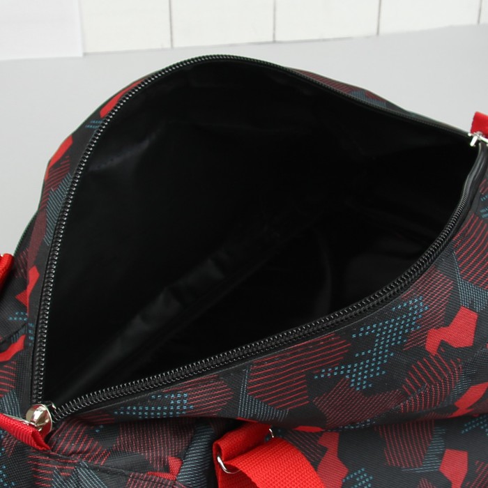 Сумка спортивная "Ромб", для фитнеса, отдел на молнии, наружный карман, цвет чёрный/красный