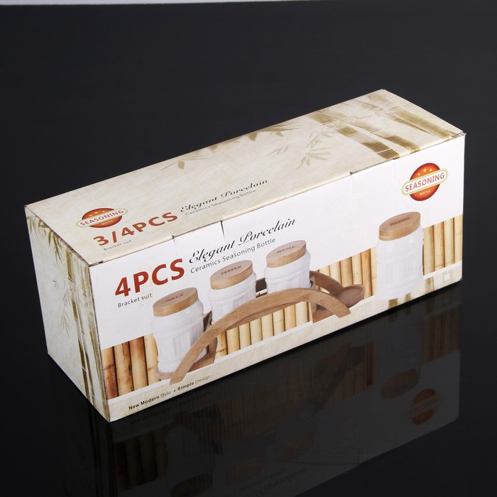 Набор банок для сыпучих продуктов "Эстет.Гнездо", 3 шт, на деревянной подставке УЦЕНКА