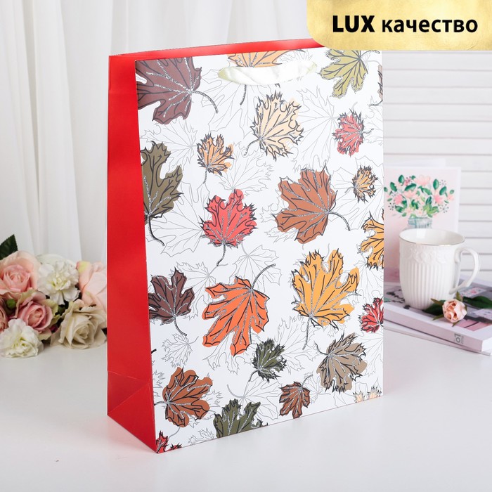 Пакет подарочный "Листопад", люкс, 31 х 12 х 42 см