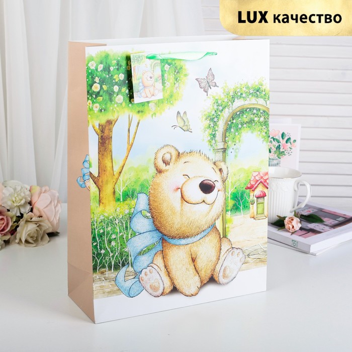 Пакет подарочный "Прогулка", люкс, 26 х 10 х 32 см