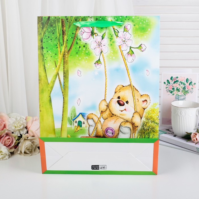 Пакет подарочный "Качели", люкс, 26 х 10 х 32 см