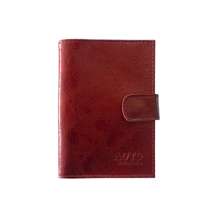 Обложка для документов водителя на кнопке, размер 13,8х9,5 см, н/к, рубин вестленд