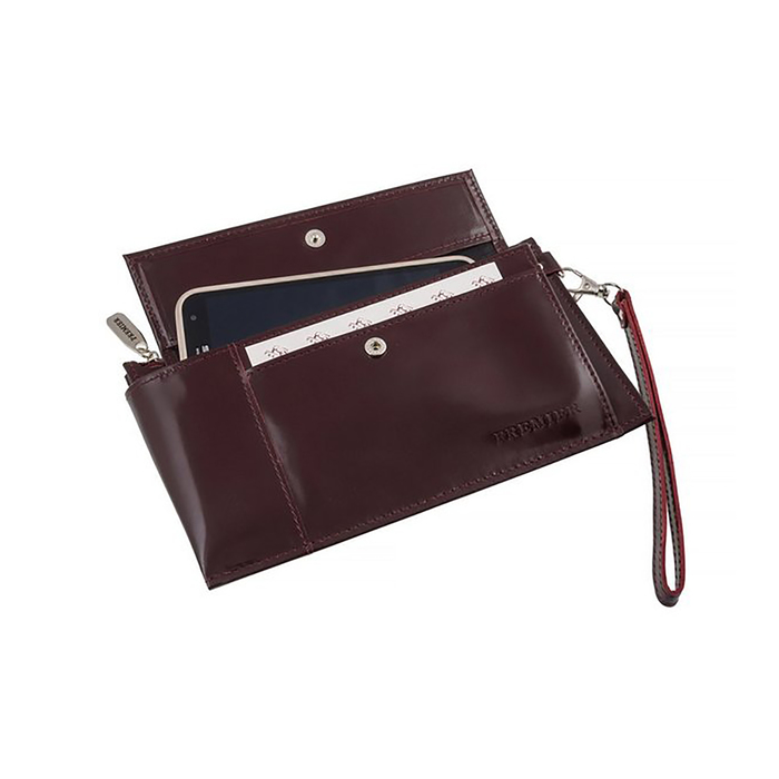 Cумка для документов жен., размер 12,5х21,5 см, н/к, бордовый гладкий