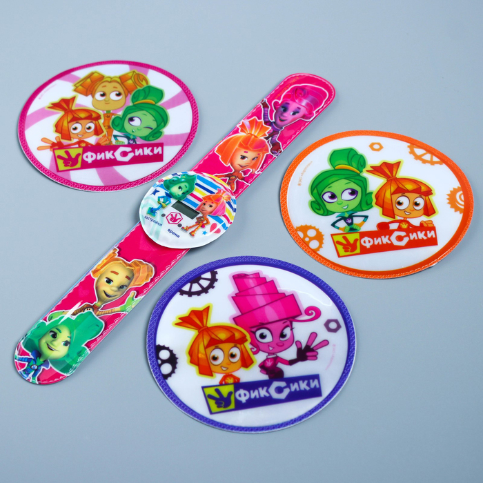 Подарочный набор ФИКСИКИ "Найди Фиксика внутри" с часами и светоотражающими наклейками