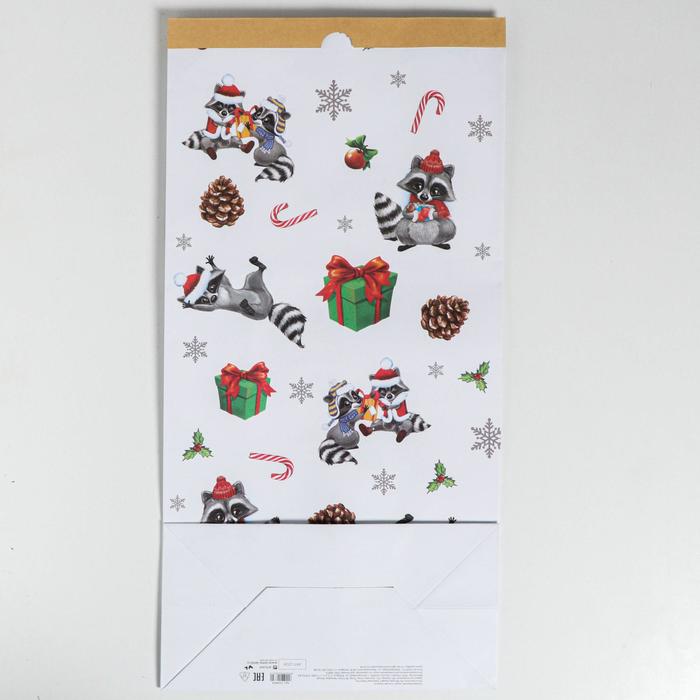 Пакет крафтовый «Зимние забавы», 32 х 64 х 16 см