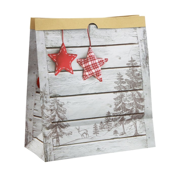 Пакет крафтовый «Зимняя пора», 32х36х16 см