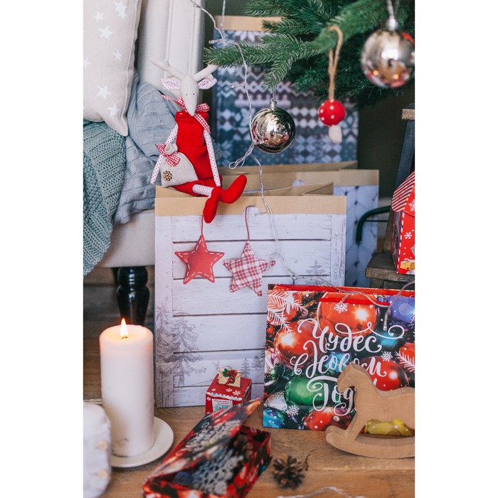 Пакет крафтовый «Зимняя пора», 32х36х16 см