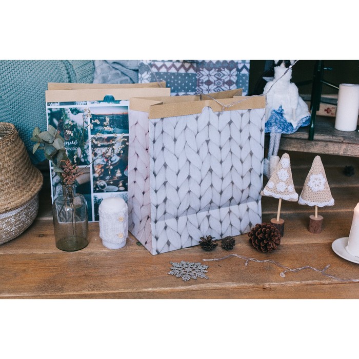 Пакет крафтовый «Теплые мгновения», 32 х 36 х 16 см