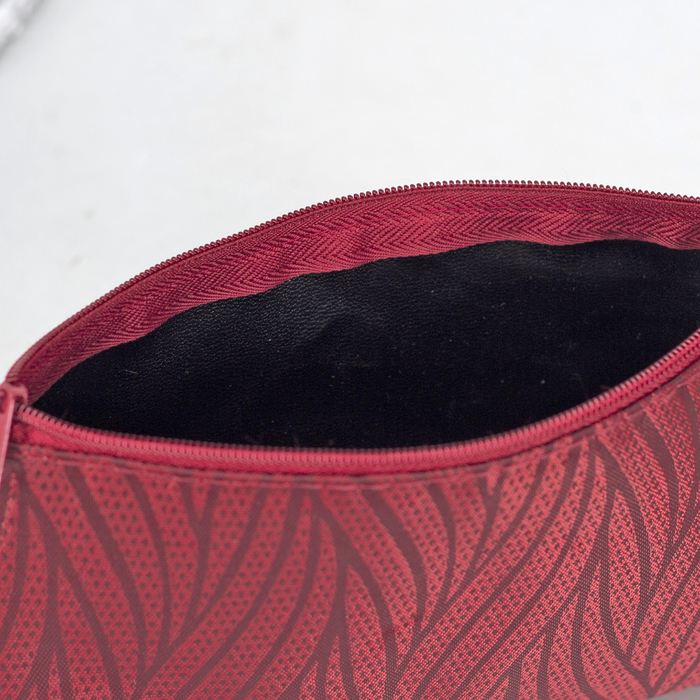 Косметичка простая "Листья", отдел на молнии, цвет бордовый