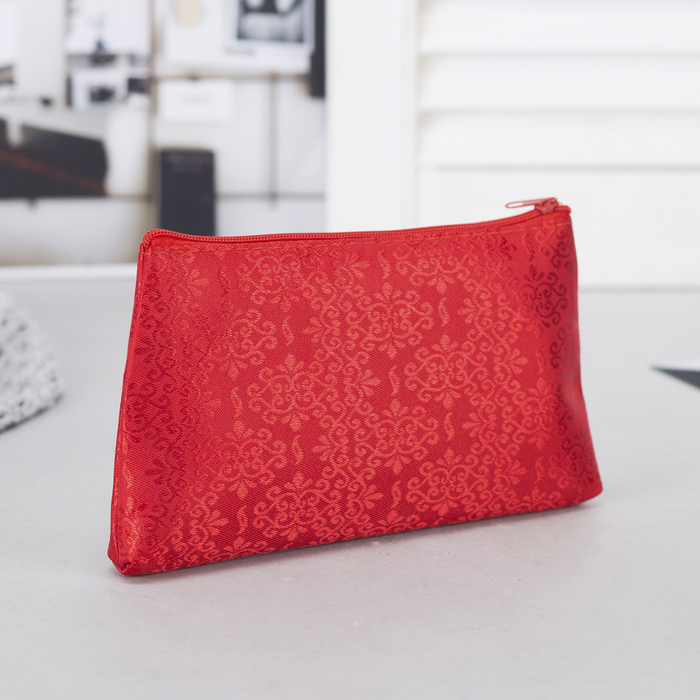 Косметичка простая "Ажур", отдел на молнии, цвет красный